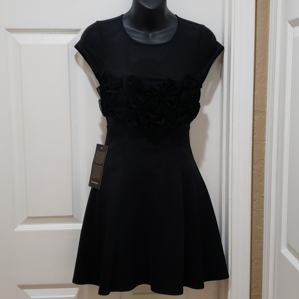 NWT Flirty Rosette Flare Dress
